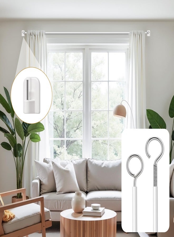 Zelphvt 12 M Curtain Wire with Self-Adhesive Hooks, Plastic Coated Window Curtain Wire Picture Hanging Wire Curtain Track with 16 Pairs Screw Eyes and Hooks - Image 4